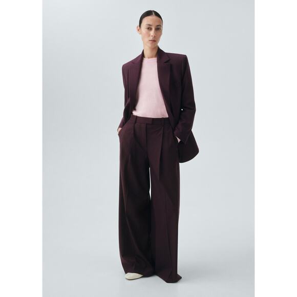 MANGO Wool-Blend Lapel-Collar V-Neck Suit Blazer - XS - Picture 3 of 8